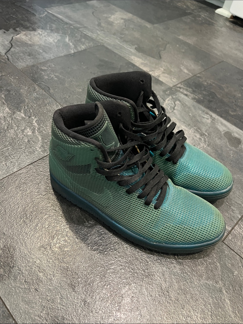Jordan 1 4lab1 Athletic Sneakers in Teal and Black